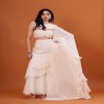 Ivory Ruffle Saree with Heavy Pearl Embroidery