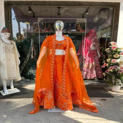 Orange Raw Silk Bridal Lehenga Set
