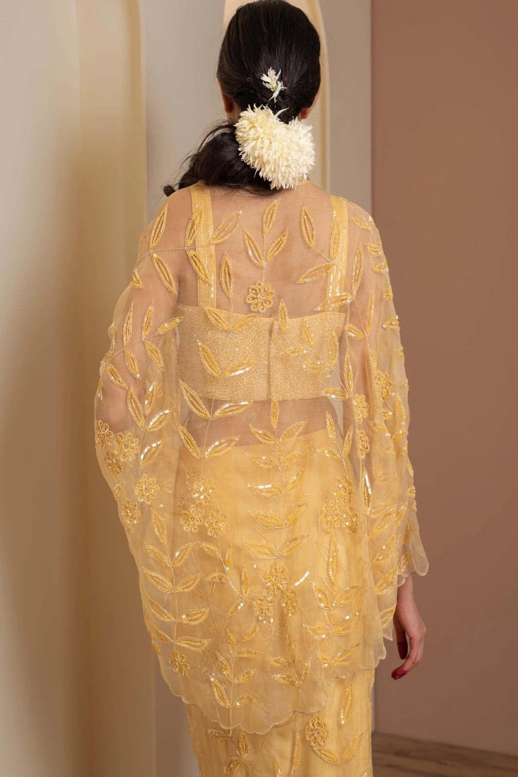 Golden Blossom Lehenga Cape Set