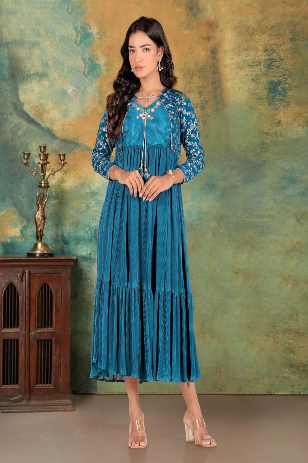 Peacock Blue Koti-Gown