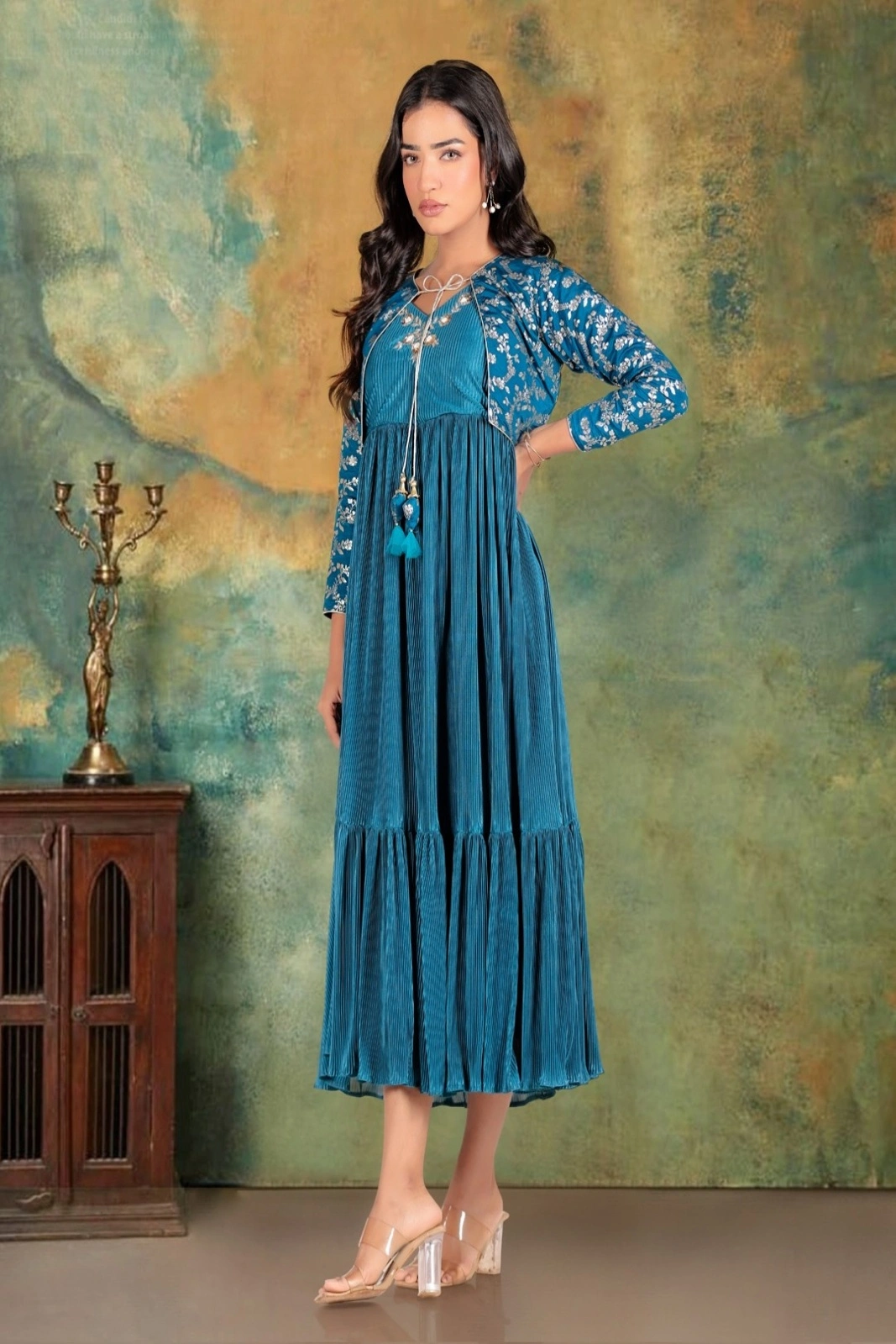 Peacock Blue Koti-Gown
