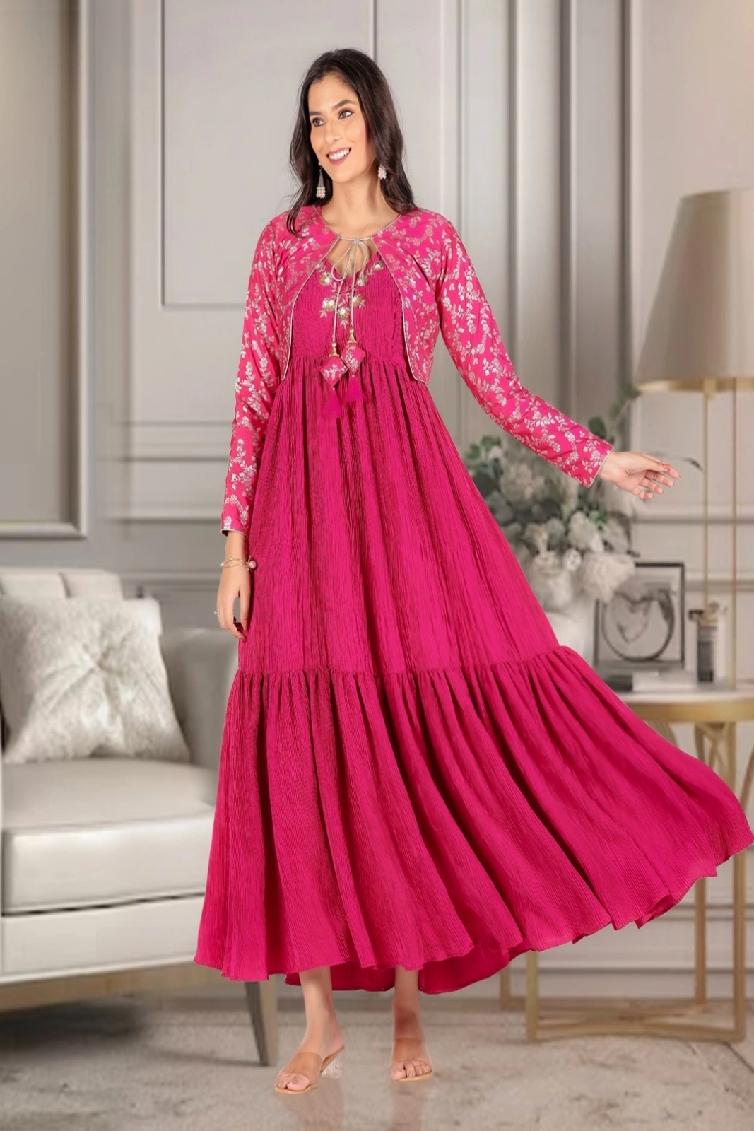 Regal Pink Rose Koti-Gown