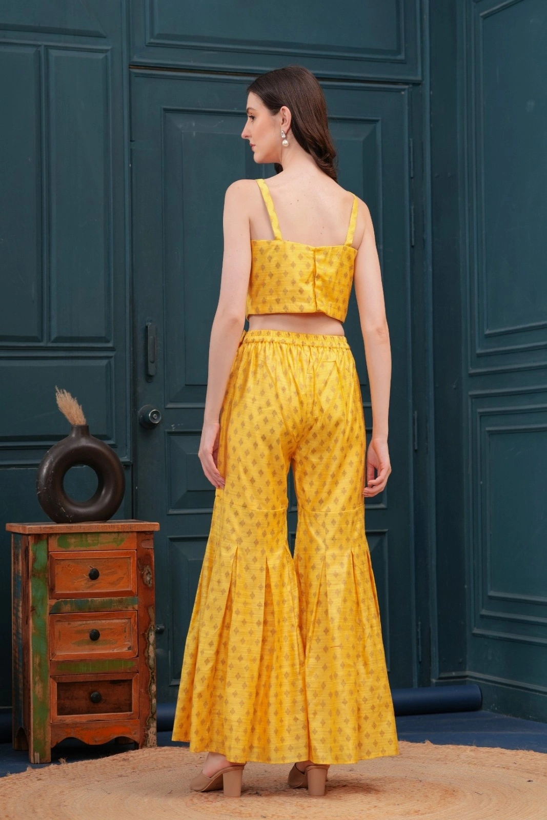 Butter Yellow Banarasi Blazer Set
