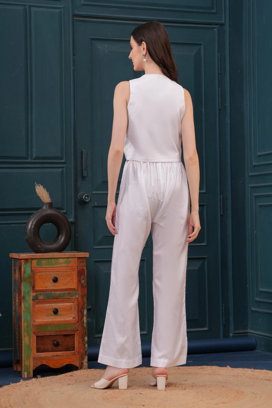 White-Rainbow Garden Embroidered Co-ord Set