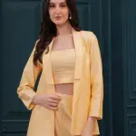 Lemon Banarasi Blazer Set
