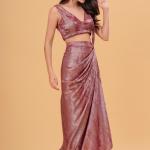 Gold Wine Drape Saree