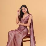 Gold Wine Drape Saree
