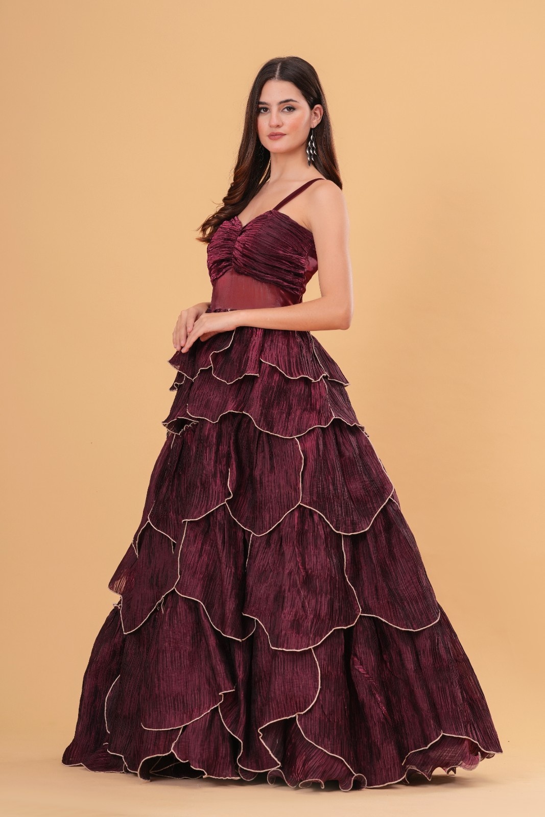 Plum Wine Tiered Statement Gown