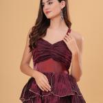 Plum Wine Tiered Statement Gown