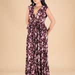Berry Bloom Ruffle Maxi Dress