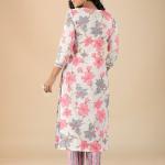 White Pink Floral Embroidered Kurta Set