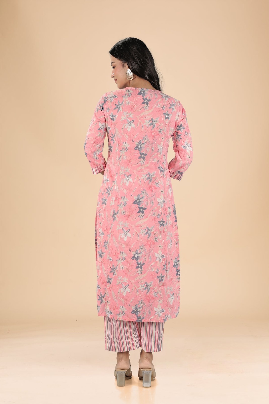 Baby Pink Floral Print Kurta Set