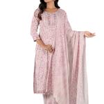 Mauve Floral Embroidered Kurta Set
