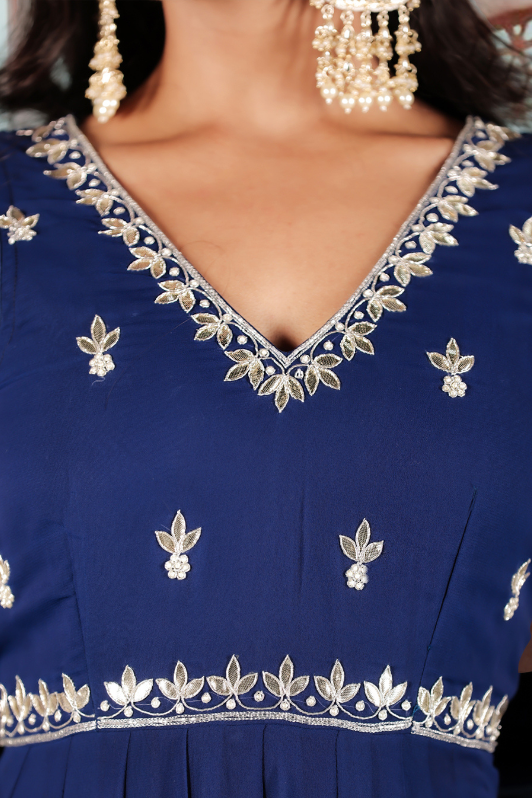 Royal Blue Hand-Embroidered Anarkali Set
