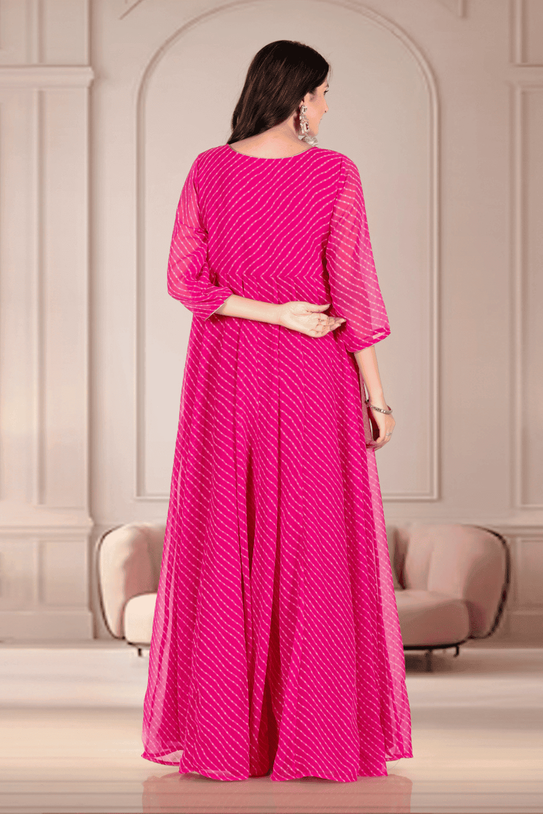 Coral Hand-Embroidered Anarkali Set