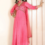 Coral Hand-Embroidered Anarkali Set