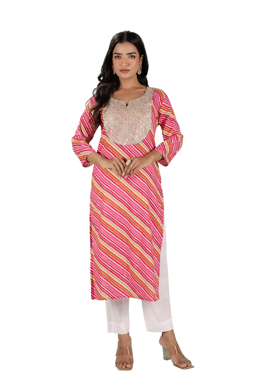 Rani Leheriya Embroidered Kurti