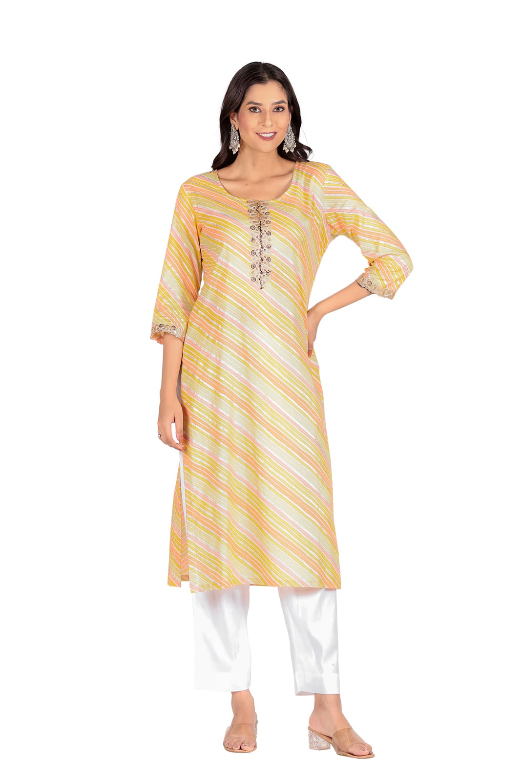 Yellow Leheriya Kurti