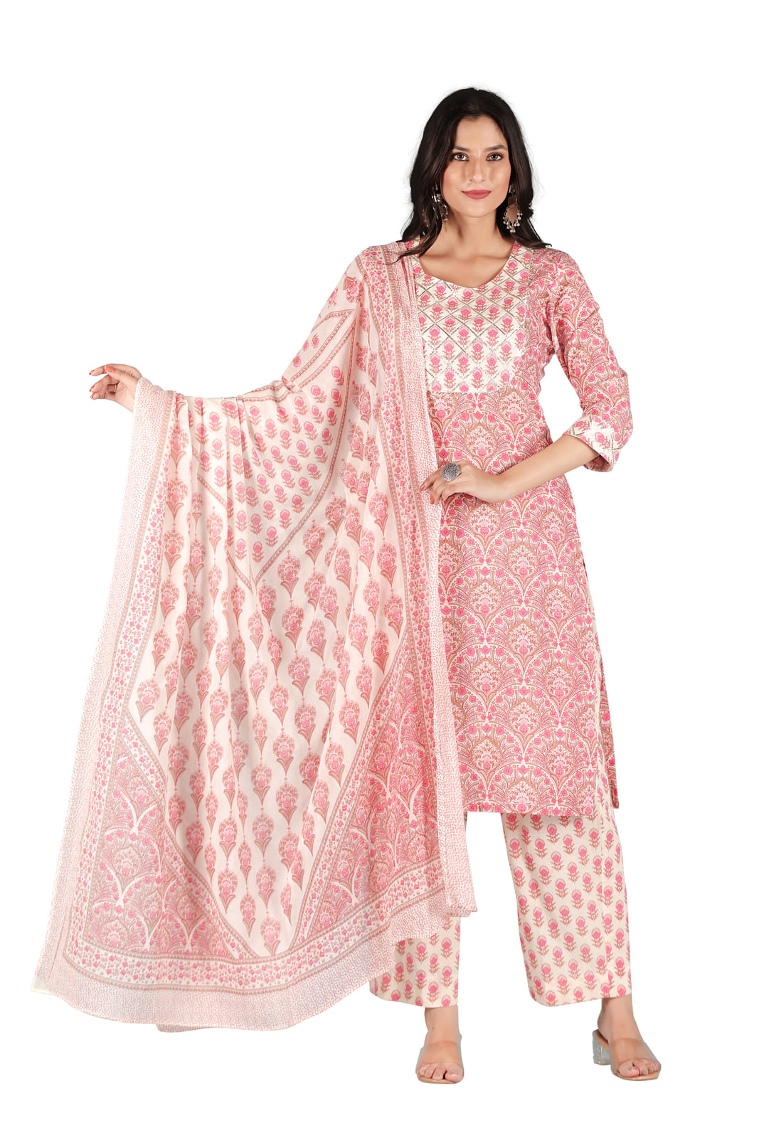 Pink Ethnic Print Kurta Set