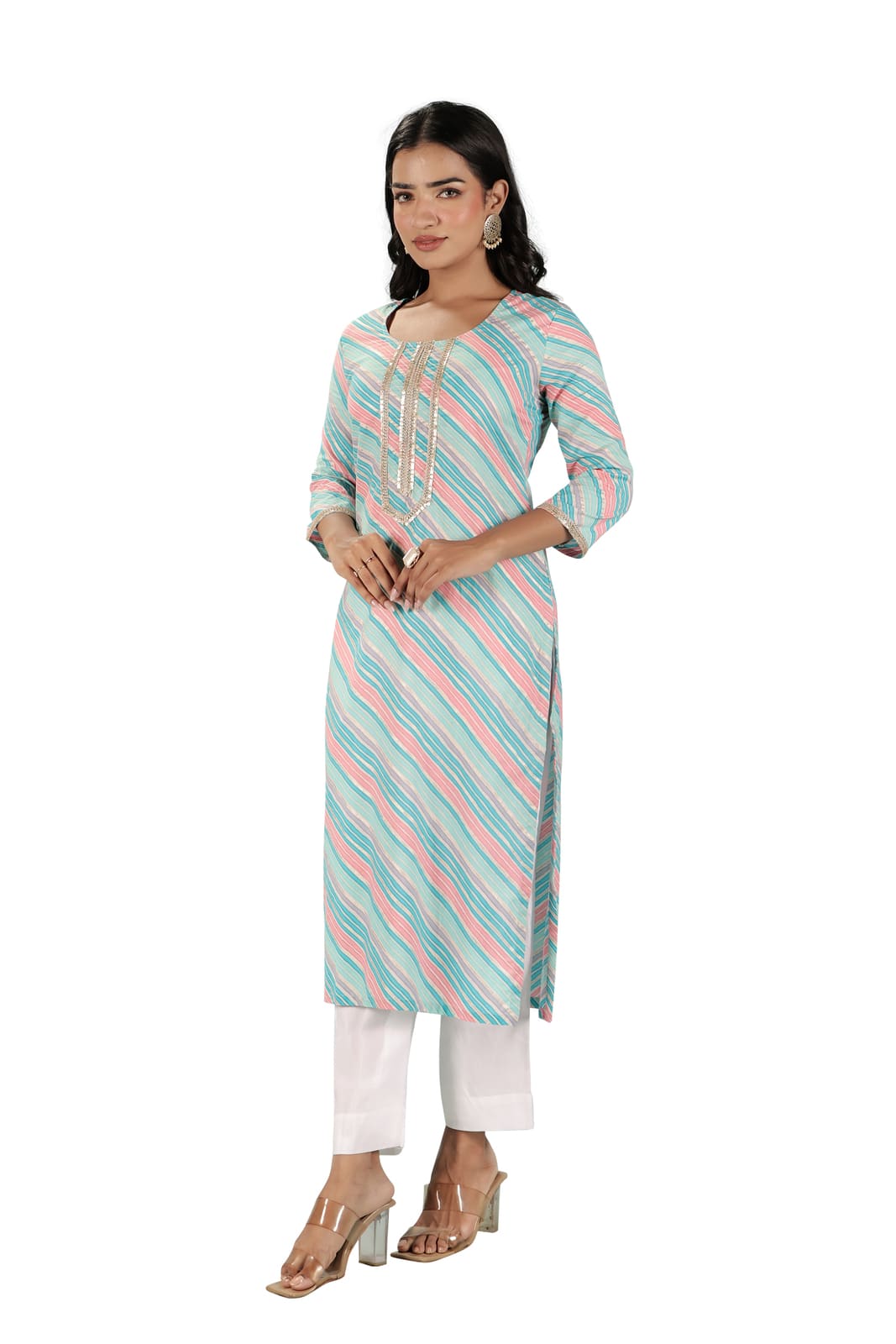 Blue Leheriya Kurti