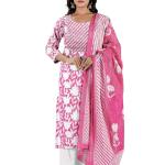 Pink White Floral Embroidered Kurta Set