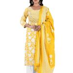 Yellow White Floral Embroidered Kurta Set