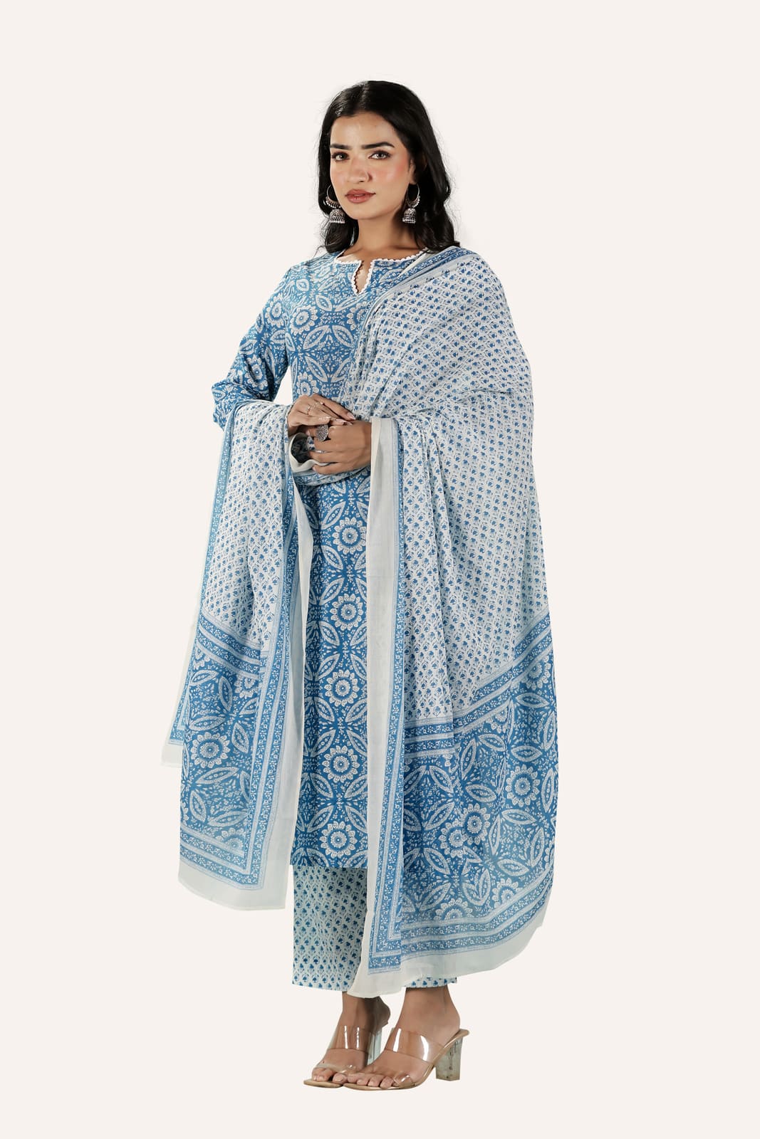 Blue Floral Kurta Set