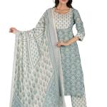 Blue Floral Embroidered Kurta Set